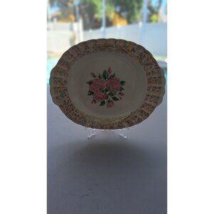 SEBRING POTTERY USA CHINA BOUQUET SERVING PLATTER A-48 22K GOLD 12"